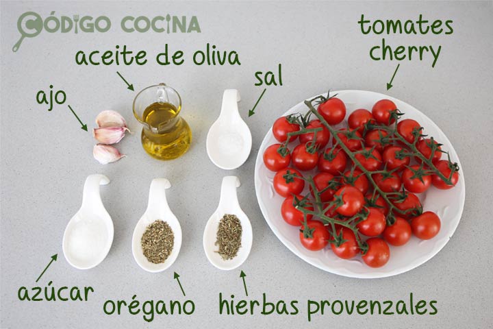 Ingredientes para hacer tomates cherry confitados
