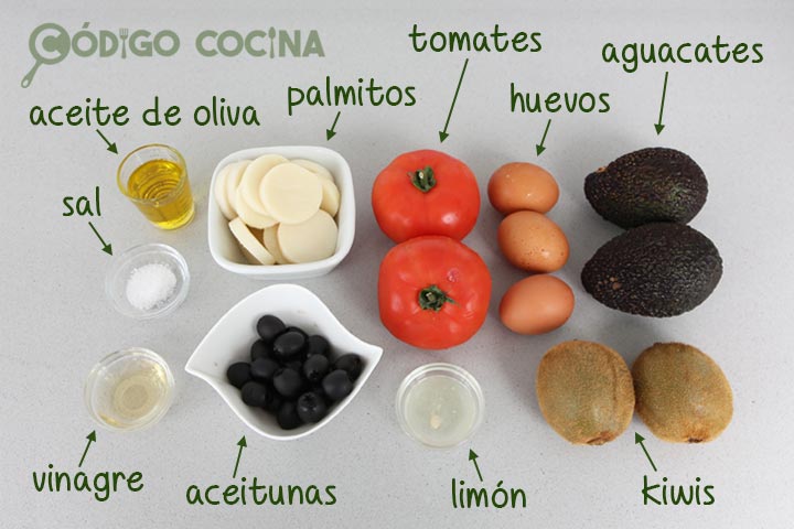 Ingredientes para hacer ensalada de aguacate original