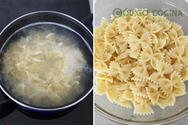 Pasta farfalle cocida