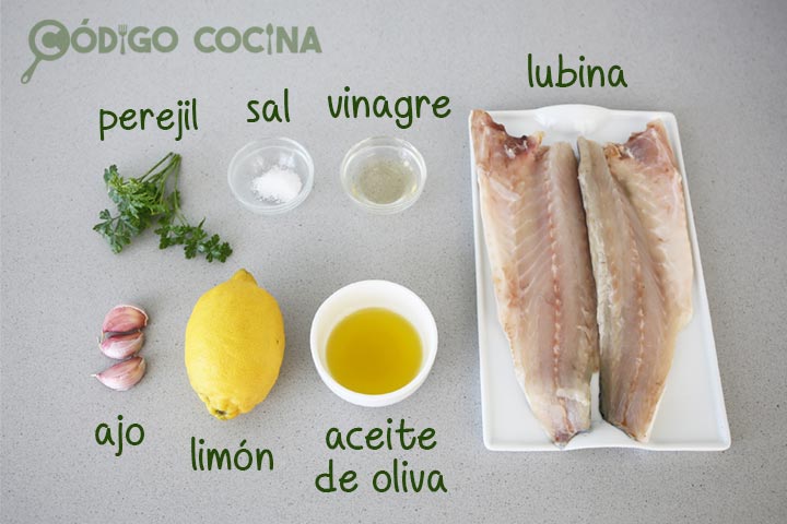 Ingredientes para hacer lubina al limón en freidora de aire