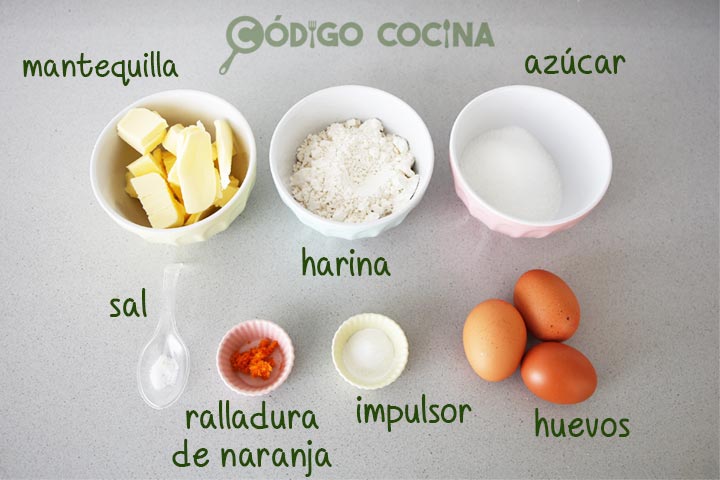 Ingredientes para hacer magdalenas de mantequilla